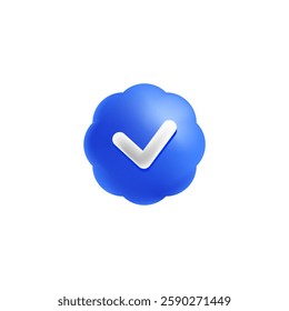 3d blue Verified icon with check mark vector isolated 