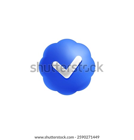 3d blue Verified icon with check mark vector isolated 
