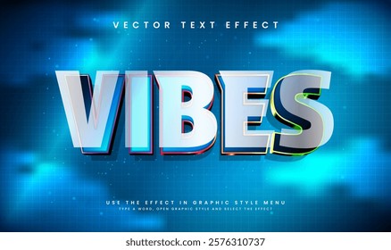 3d Blue vibes editable vector text effect, suitable for modern technology concept