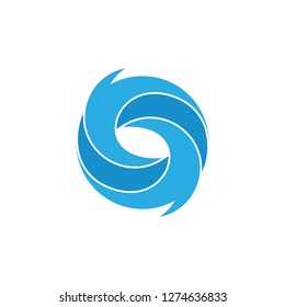 3d blue water circle geometric rotation logo vector