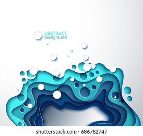 3D blue water paper cut shapes. Vector design layout for business presentations, flyers, posters and invitations. Abstract background