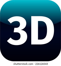 3D blue and white icon for phone or web app - 3 dimensional