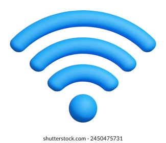 3d blue Wifi  icon yellow color. Cartoon minimal style. Online communication concept. Stock vector illustration.