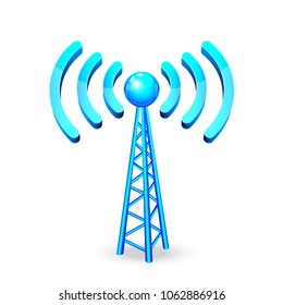 3d Blue Wireless Communication Tower 