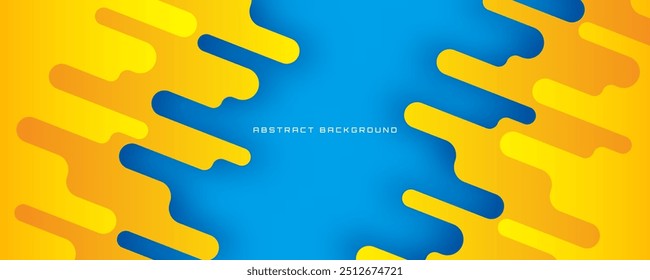 3D blue yellow abstract background overlap layer on bright space with rounded shapes effect decoration. Modern graphic design element cutout style concept for web banner, flyer, card or brochure cover