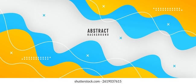 3D blue yellow abstract background overlap layer on bright space with flowing waves effect decoration. Modern graphic design element cutout style concept for web banner, flyer, card, or brochure cover