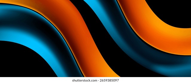3D blau gelb abstrakter Hintergrund mit überlappenden Schichten auf dunklem Raum mit fließenden Welleneffekt Dekoration. Vektorgrafik