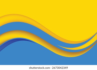 3D blau gelb abstrakten Hintergrund Überlappungsschicht auf hellen Raum mit fließenden Wellen Effekt Dekoration. Modernes Design Element Ausschnitt Stil Konzept für Web-Banner, Flyer, Karte oder Broschüre Abdeckung