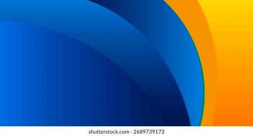 3D blue yellow abstract background overlap layer on bright space with flowing waves effect decoration.Modern graphic design element cutout style concept
