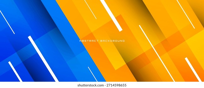 3D blue yellow abstract background overlap layer on bright space with diagonal lines effect decoration. Modern graphic design element cutout style concept for web, art, flyer, card, or brochure cover