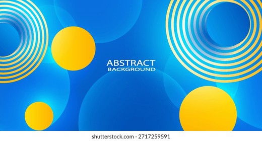 3D blue yellow abstract background overlap layer on bright space with circles effect decoration. Modern graphic design element cutout style concept for web banner, art, flyer, card, or brochure cover