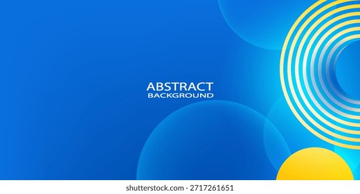 3D azul amarelo abstrato fundo sobrepor camada no espaço brilhante com círculos decoração efeito. Conceito de estilo de recorte de elemento de design gráfico moderno para banner da Web, arte, folheto, cartão ou capa de folheto