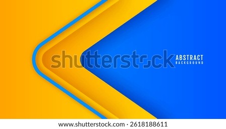 3D blue yellow abstract background overlap layer on bright space with rounded arrows effect decoration. Modern graphic design element cutout style concept for web banner, flyer, card or brochure cover