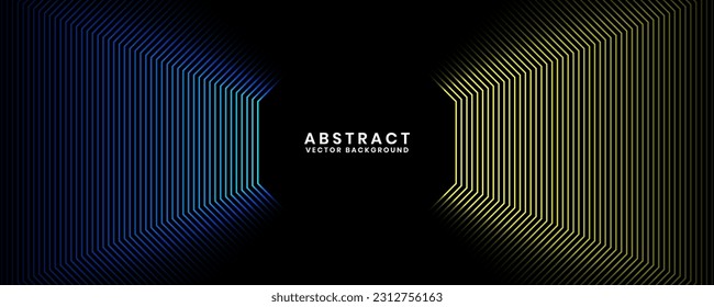 3D blue yellow techno abstract background overlap layer on dark space with octagon stripes shape decoration. Modern graphic design element future style concept for flyer, card, or brochure cover