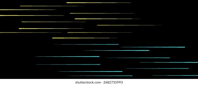 Fondo geométrico techno amarillo azul 3D en el espacio oscuro con la decoración del movimiento de las líneas. Alta velocidad con estilo de rayas. Concepto moderno del elemento del Diseño gráfico para el Anuncio, volante, cartel