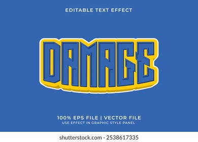 3D Blue and Yellow Vector Text Effect. Text effect for sport logo, game logo, business