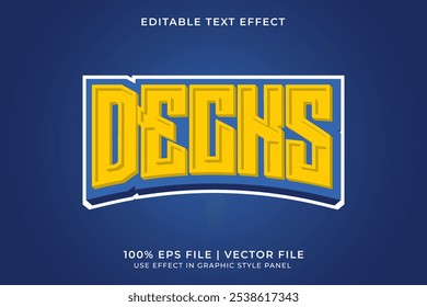 3D Blue and Yellow Vector Text Effect. Text effect for sport logo, game logo, business
