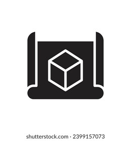 3D Blueprint Outline Icon Vector Illustration