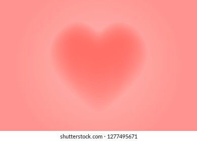 3d blurred heart with glow background in living coral red colors. stock vector illustration clipart