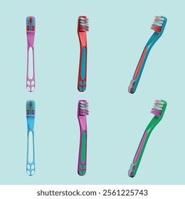 3D Body Care 6 Toothbrush Icon in Editable EPS Vector Format