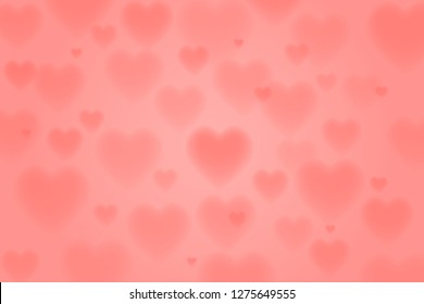 3d bokeh heart background in living coral red colors. stock vector illustration clipart
