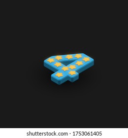 3D bold character '4' with stars, isometric vector illustration
