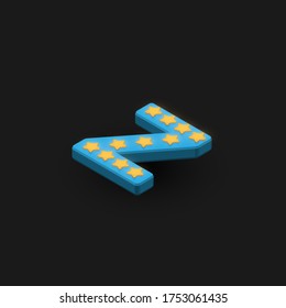 3D bold character 'Z' with stars, isometric vector illustration