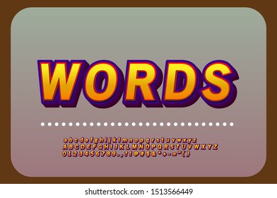 3d bold font and fancy vintage typeface alphabet design highlight gradient color and shadow effect, for printing, modern letter design.