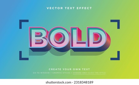 3D Bold, Fun Colorful Text Effect Graphic Styles, Vector
