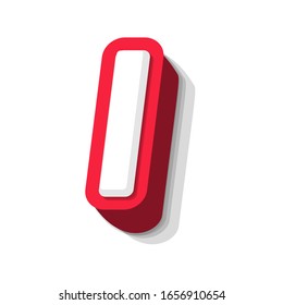 3D bold funny letter I, heavy type for modern super hero monogram, prize logo, comic graphic, fun and cool poster and education game. Extrude style vector typography design