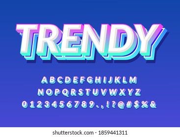 3d bold gradient text style. Font alphabet custom effect. Typography for poster headline .