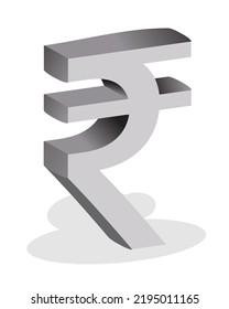 3d bold Indian Rupee symbol in isometric view, INR Money