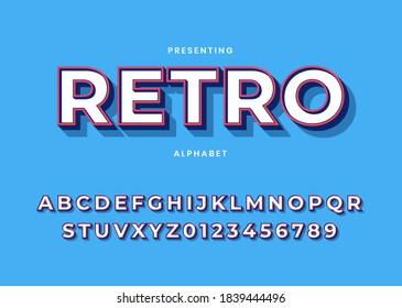 3d bold modern typeface, vibrant cool style effect, retro bold custom font alphabet template