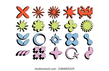 3D Bold Retro Aesthetic Vector Shape