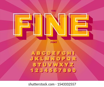 3d Bold retro font. Vintage Alphabet vector graphic poster set. Template easy editable for Your design. Bold modern style. Sticker font effect, glare alphabet design for printing. Pop poster template 