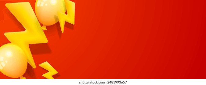 3d bolts and balloons with space for text and orange background. great for flash sale banner design