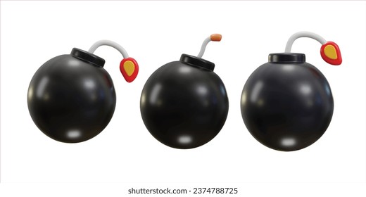 Icono de la bomba 3d conjunto de ilustraciones vectoriales
