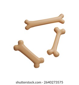 3d bones set. Three-dimensional anatomy symbol. Dog, pet, puppy realistic toy. Halloween Vector illustration - human skeleton. White biological material for medicine. Rendering calcium structure
