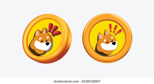 3d Bonk Cryptocurrency Coin (Bonk) on white background. Vector illustration. banner.