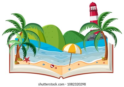 A 3D Book Beach Theme illustration