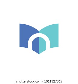 3D Book with door gate logo design vector