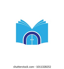3D Book with door gate logo design vector