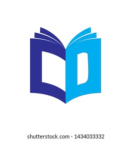 3D Book with letter CD logo design vector