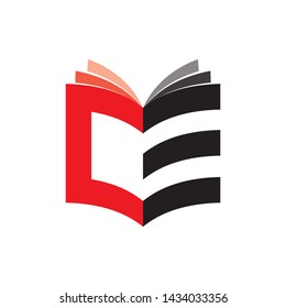 3D Book with letter CE logo design vector