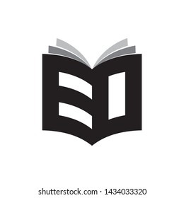 3D Book with letter EO logo design vector
