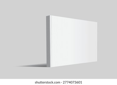 3D book mockup standing on background with soft shadow. Clean blank cover template for publishing, magazine, notebook, booklet, branding, editorial design, book promotion, catalogue and product ads.