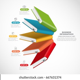 3d book options, vector education infographics