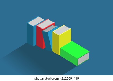 3D book vector illustration on blue background