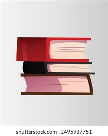 3d books. closed notebook and magazine, encyclopedia or dictionary study, story read or school knowledge. Textbook stack. Cute minimal style render isolated elements. Vector icon