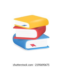 3d Books icon for web design isolated, Education and online class concept. Eps 10 Vector.